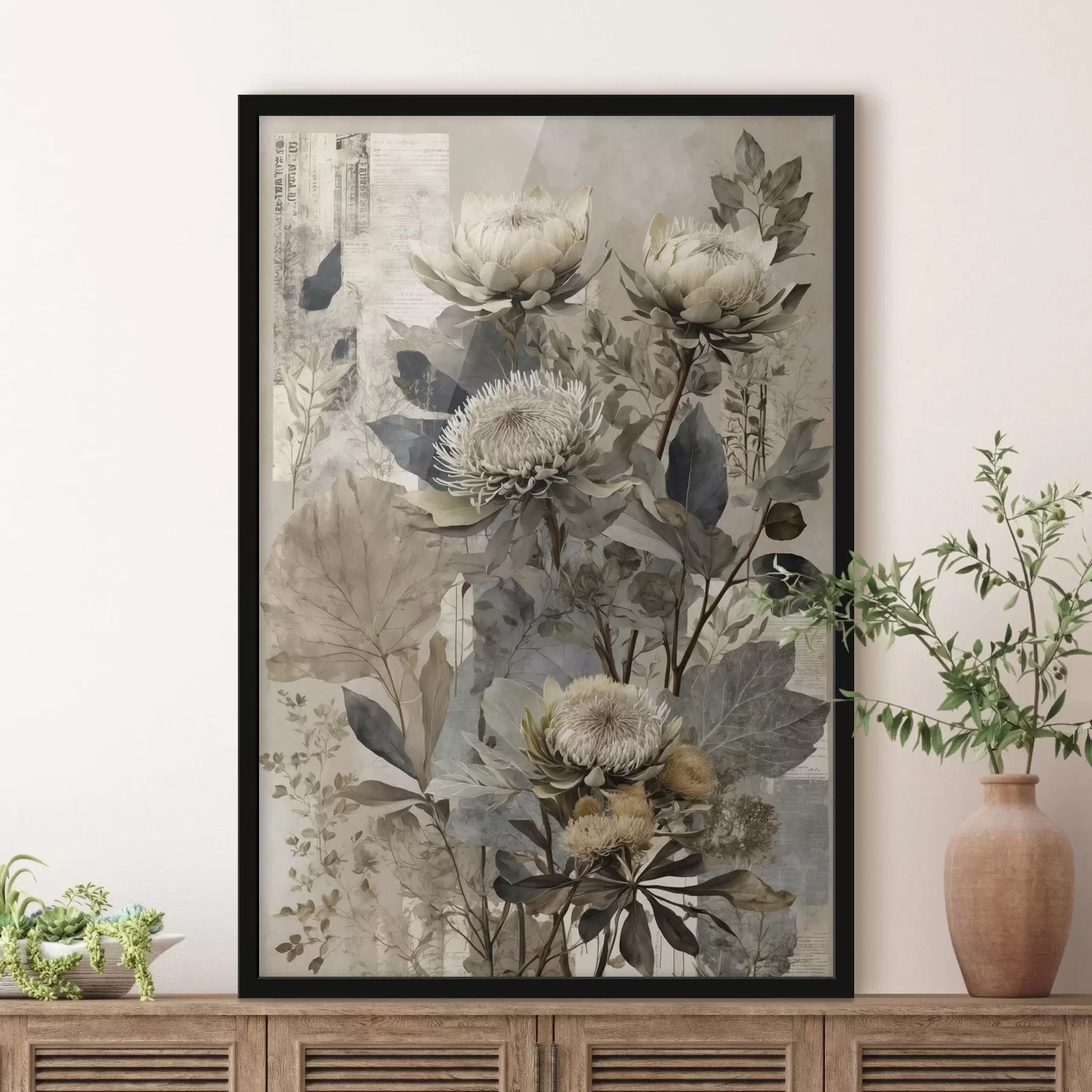 Fototapetes Botāniskais sastāvs klusinātos toņos f47755