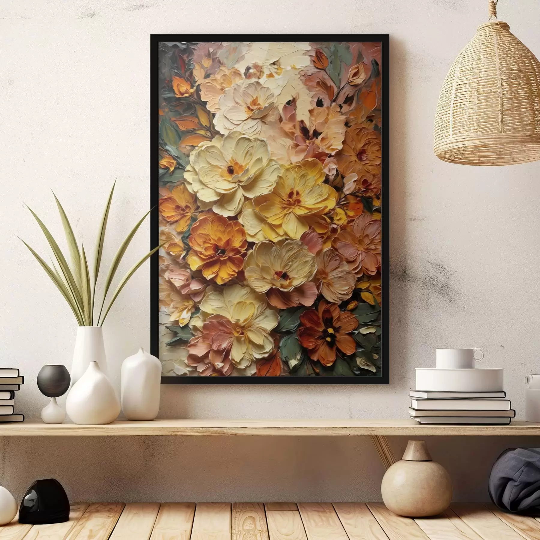 Fototapetes Krāšņs sastāvs no košām ziediem siltos toņos f47760