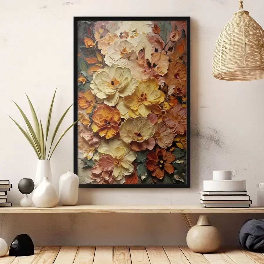 Fototapetes Krāšņs sastāvs no košām ziediem siltos toņos f47760