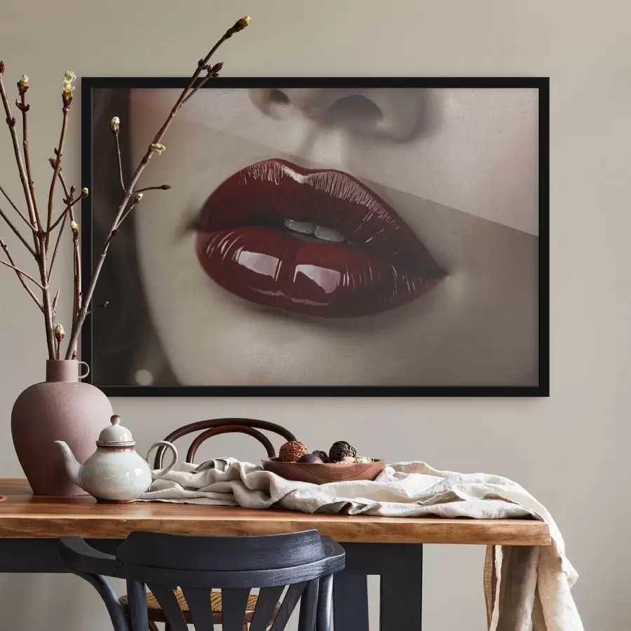 Fototapetes Ļoti tuvu uzņemts skats uz spīdīgām sarkanām lūpām f47772