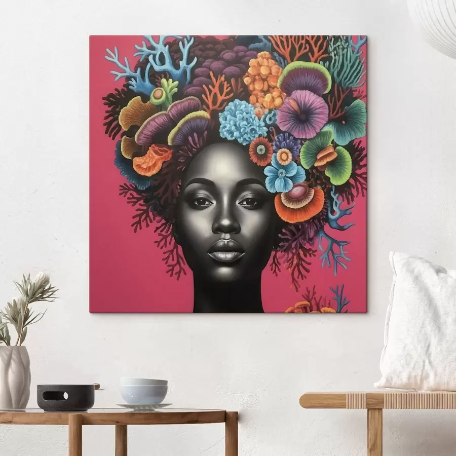 Glezna Psihodēlisks sievietes portrets ar sēnēm s47786