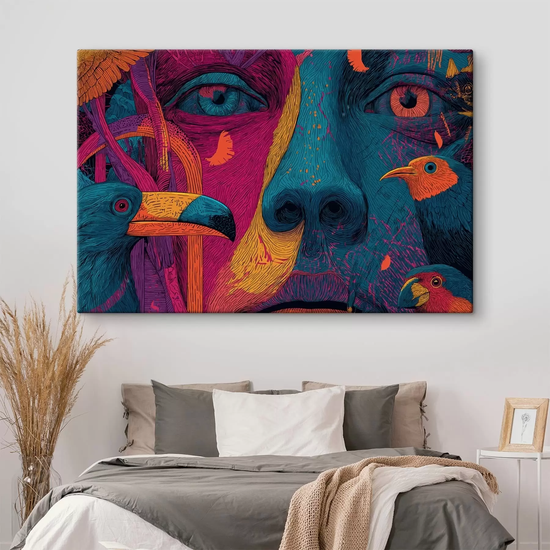 Glezna Psihodēlisks portrets ar putniem s47789