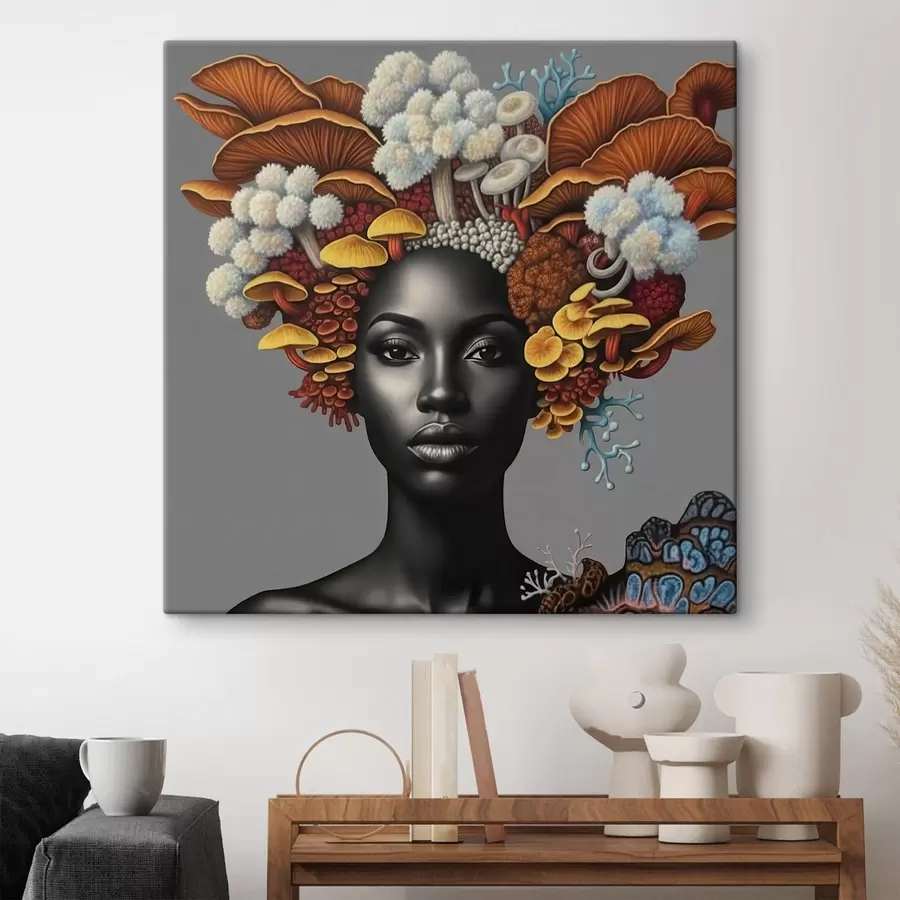Glezna Sievietes portrets ar sēnēm s47788