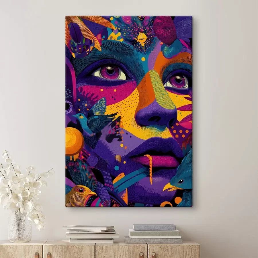 Glezna Psihodēlisks portrets ar putniem s47790
