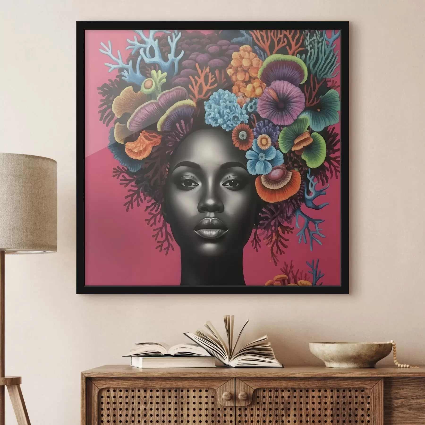 Fototapetes Psihodēlisks sievietes portrets ar sēnēm f47786