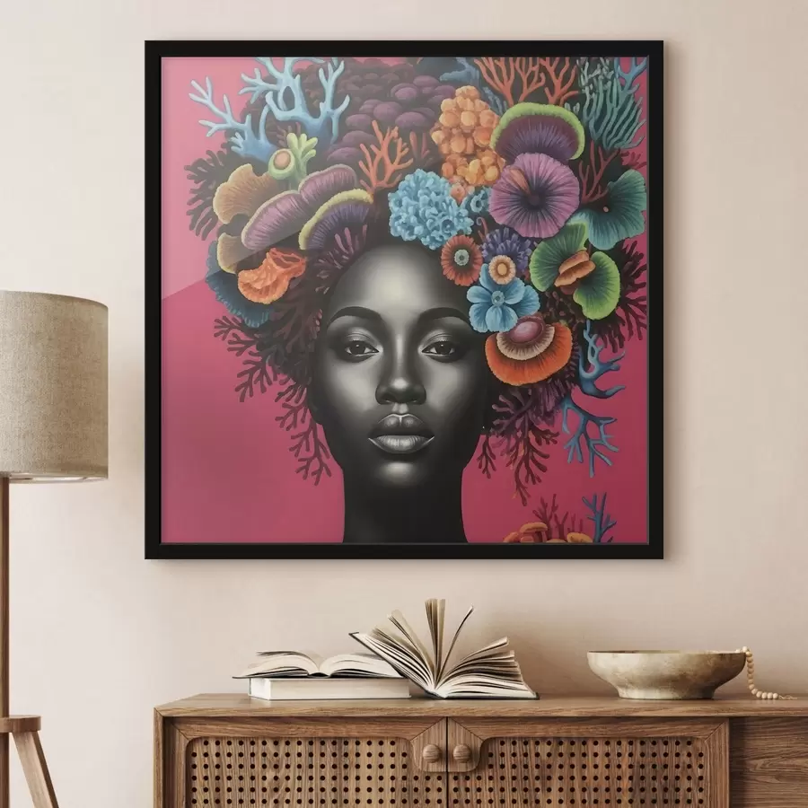 Fototapetes Psihodēlisks sievietes portrets ar sēnēm f47786