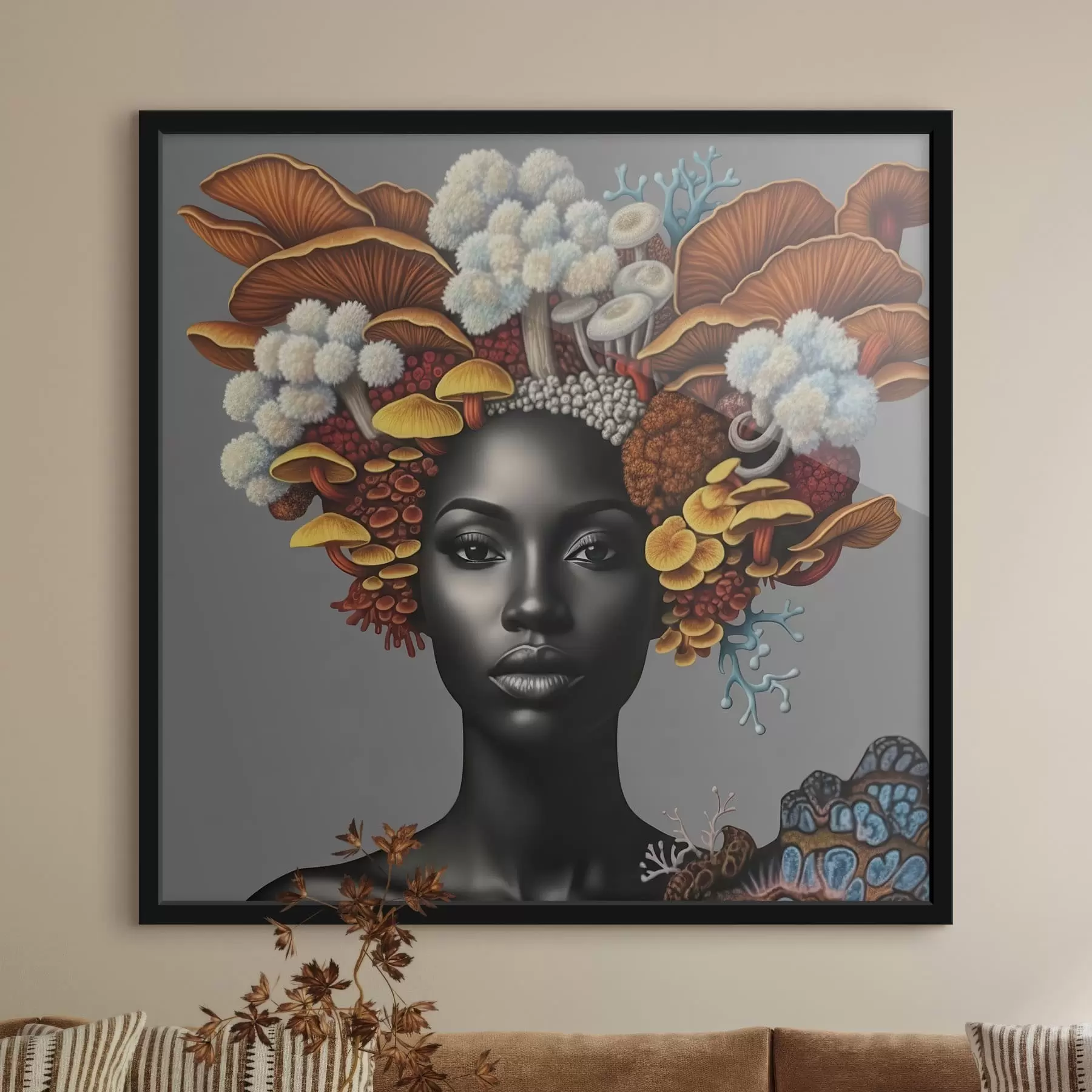 Fototapetes Sievietes portrets ar sēnēm f47788