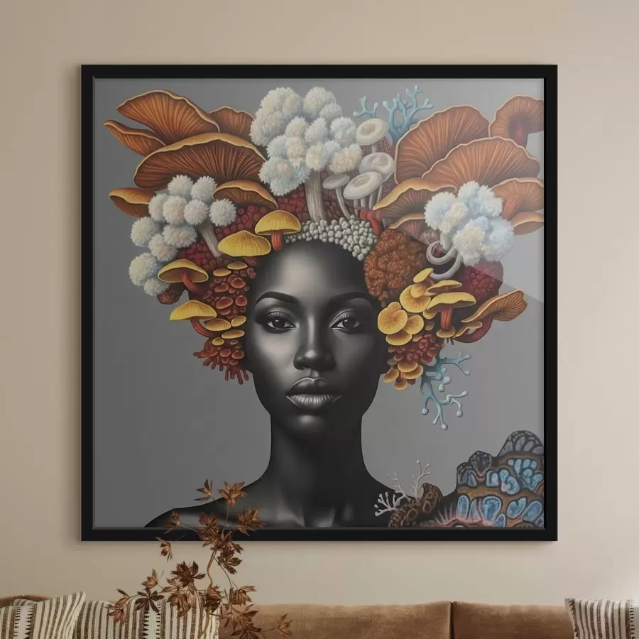 Fototapetes Sievietes portrets ar sēnēm f47788