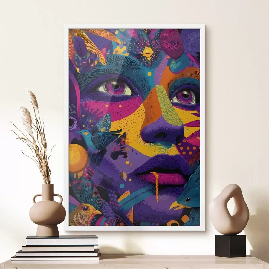 Fototapetes Psihodēlisks portrets ar putniem f47790