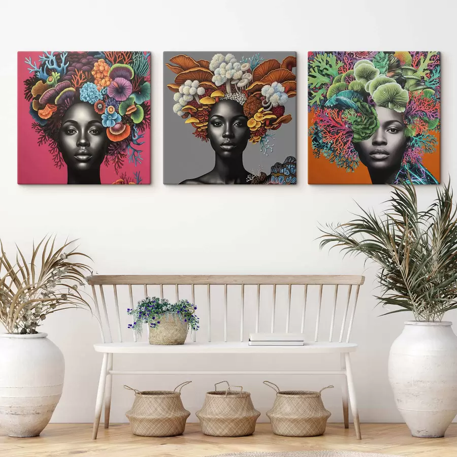 Fototapetes Psihodēlisks sievietes portrets ar sēnēm m01308