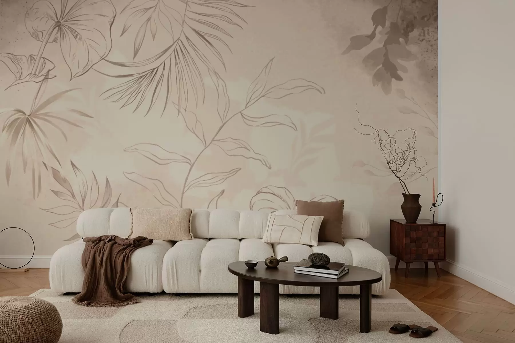 Fototapetes Lineāras augi uz teksturēta smilškrāsas fona w05128