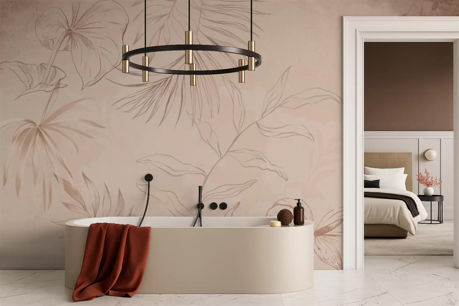 Fototapetes Lineāras augi uz teksturēta smilškrāsas fona w05128