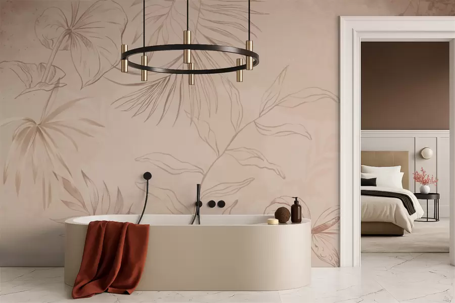 Fototapetes Lineāras augi uz teksturēta smilškrāsas fona w05128