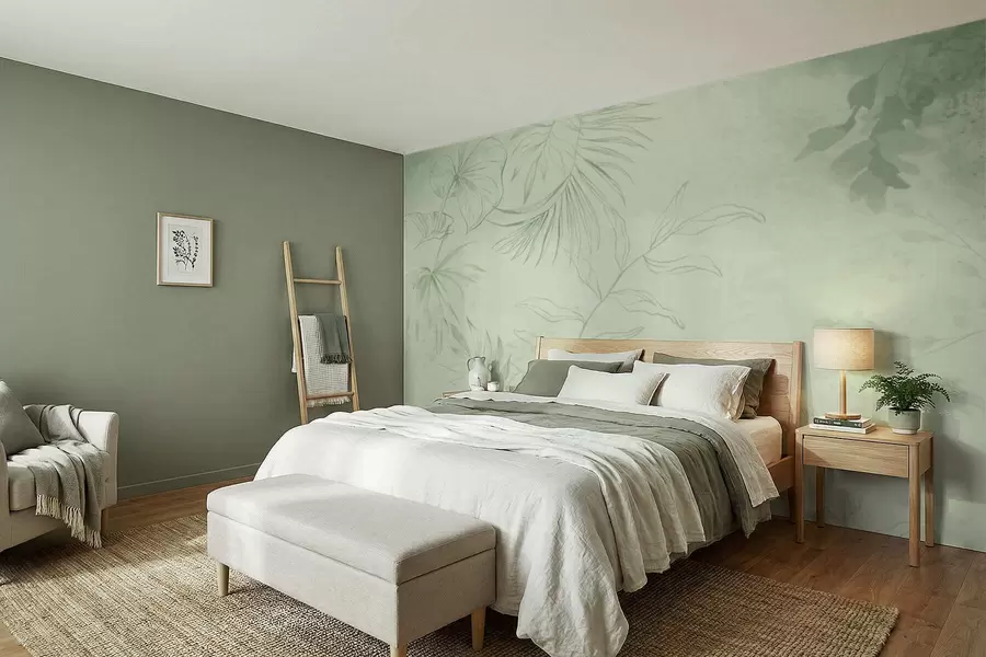 Fototapetes Lineāras augi uz vēsa zila fona w05128v2