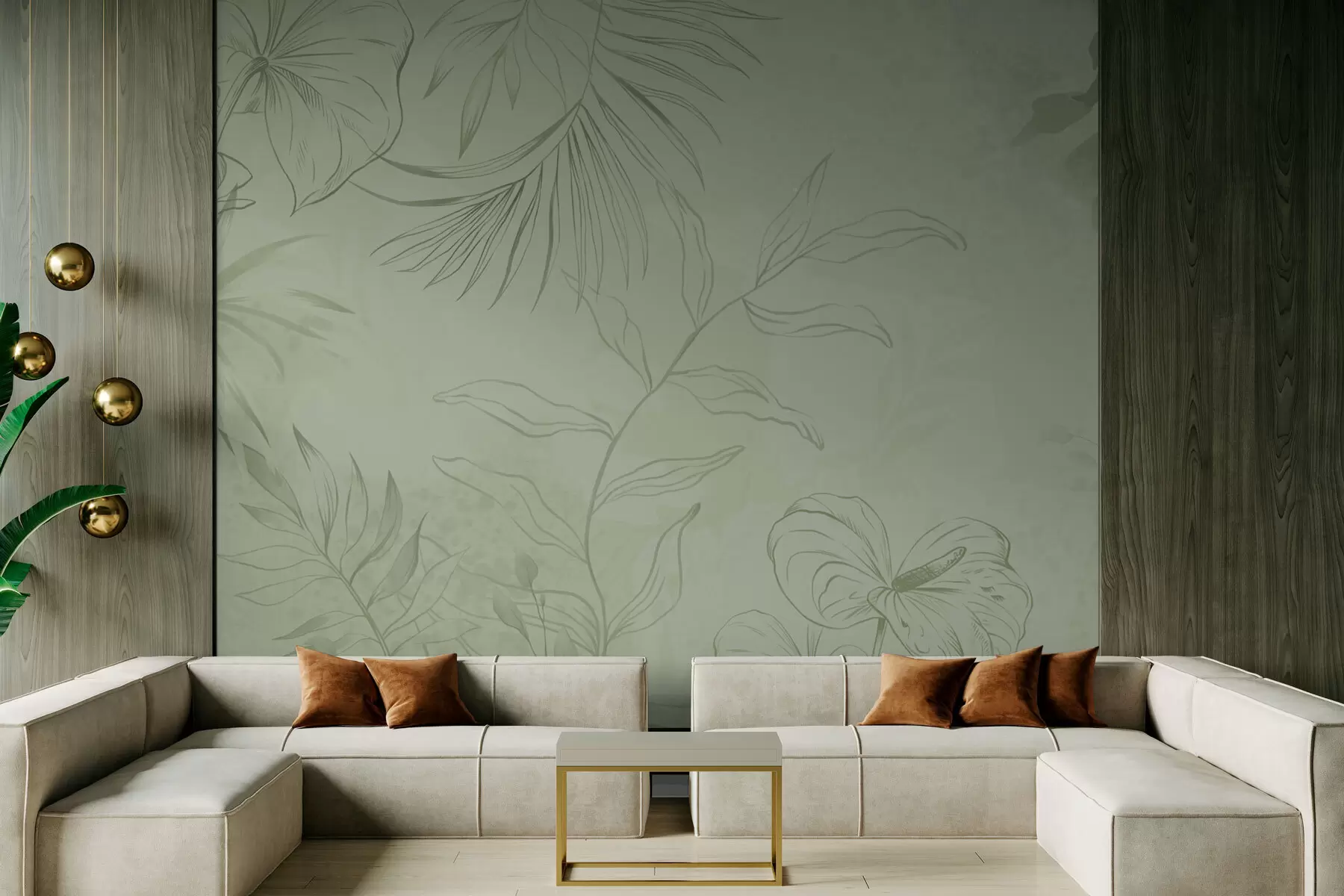 Fototapetes Lineāras augi uz vēsa zila fona w05128v2