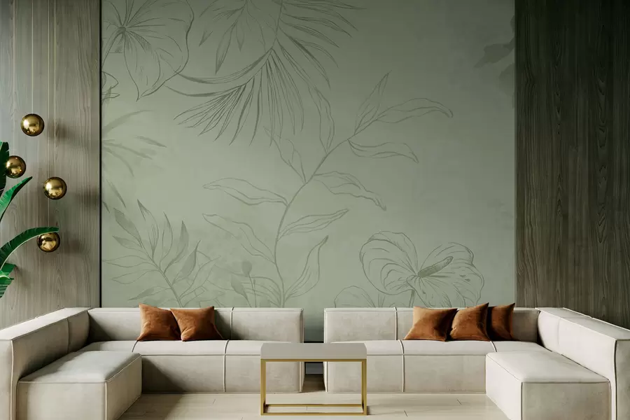 Fototapetes Lineāras augi uz vēsa zila fona w05128v2