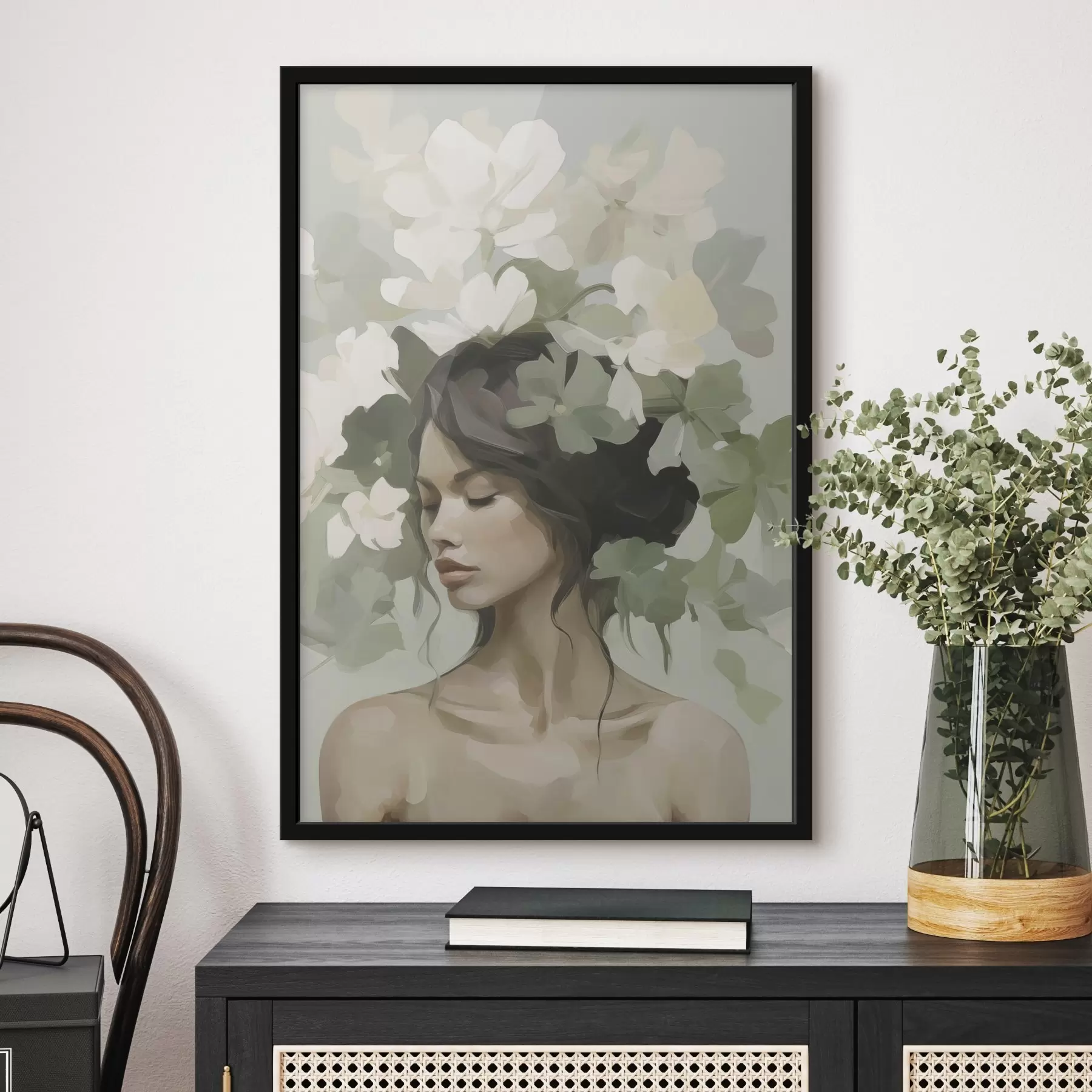 Fototapetes Meitenes portrets ziedu vainagā f47807