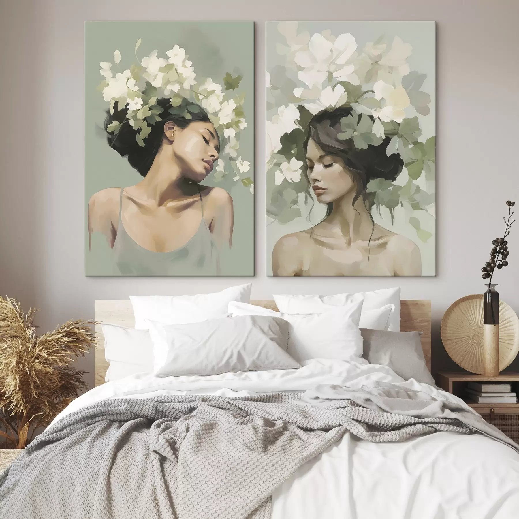 Glezna Meitene ziedu vainagā m30007