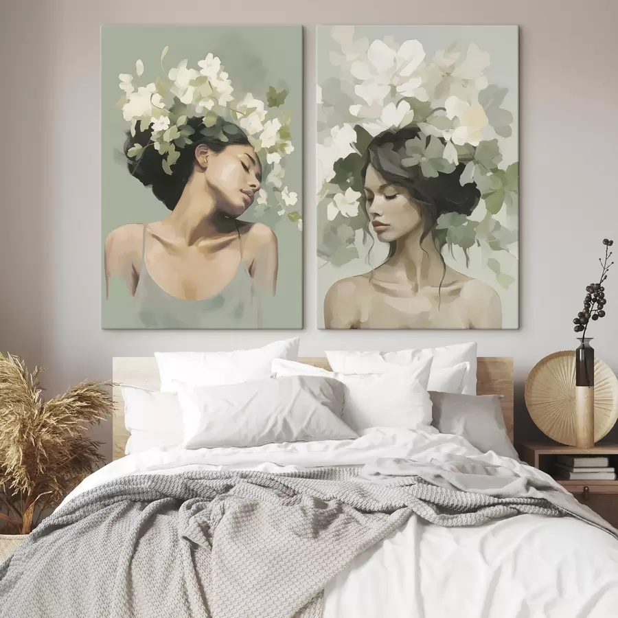 Glezna Meitene ziedu vainagā m30007