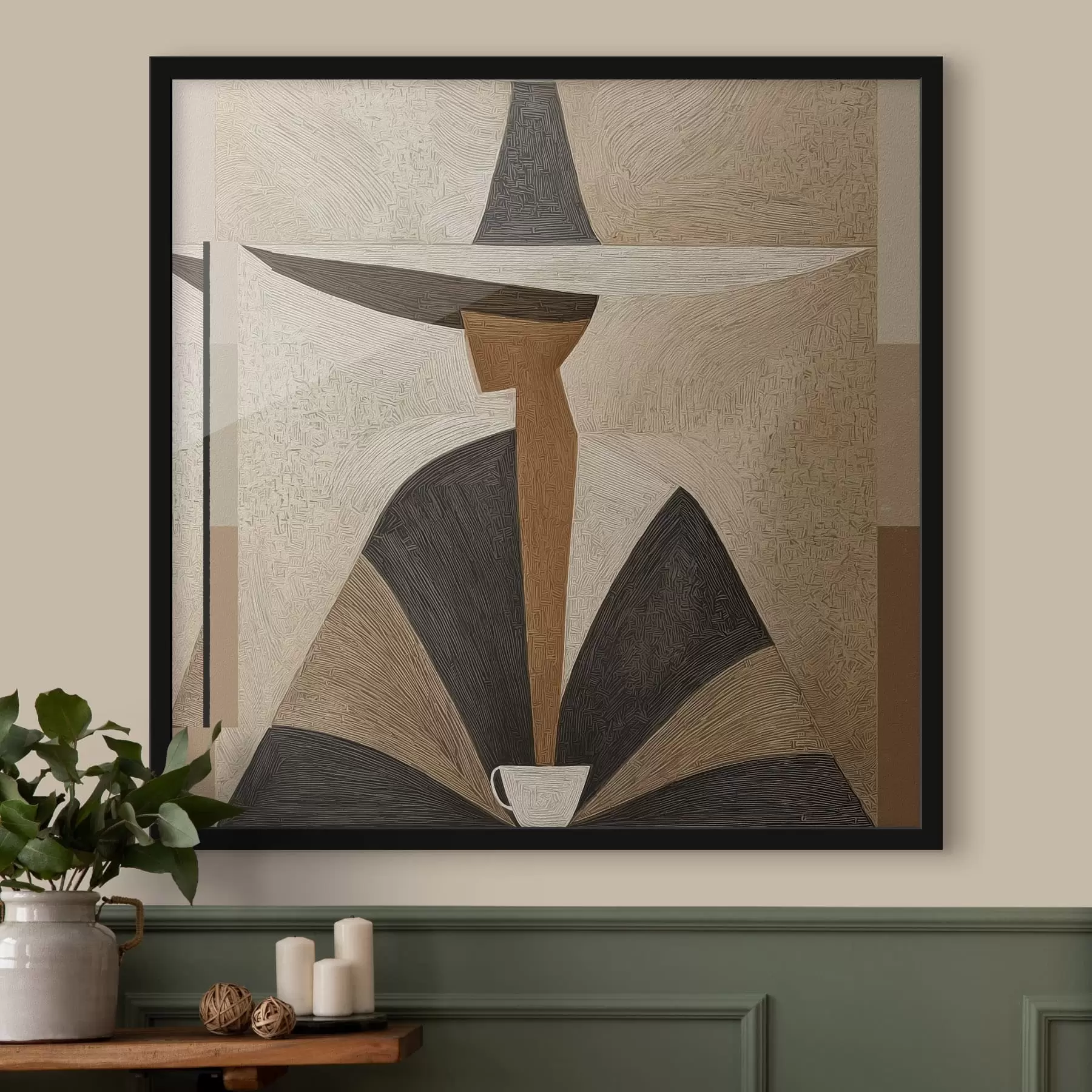 Fototapetes Abstrakts portrets ar cepuri f47842