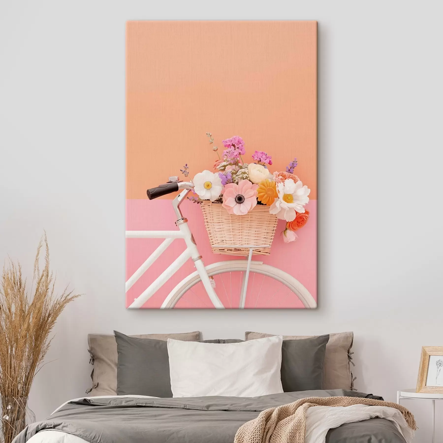 Glezna Provansas stila ziedu grozs, velosipēds s47895