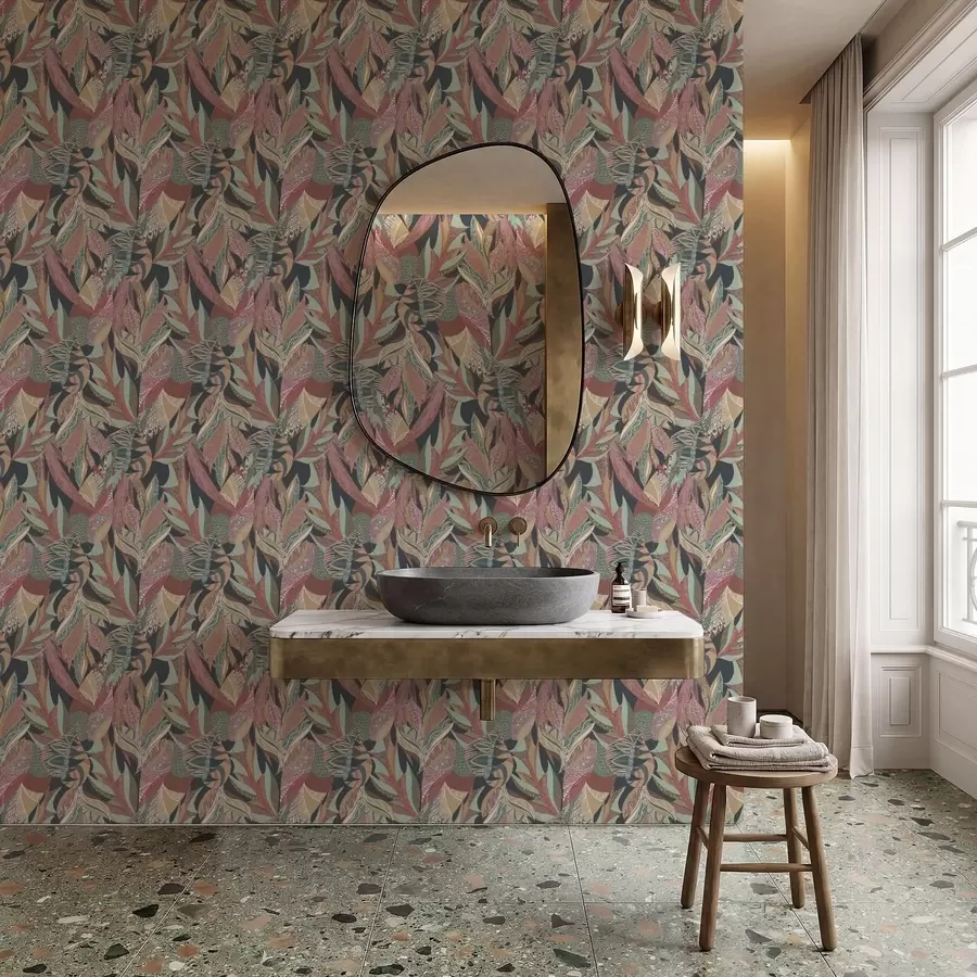 Fototapetes Krāsainas rakstainas lapas uz tumša fona a01120