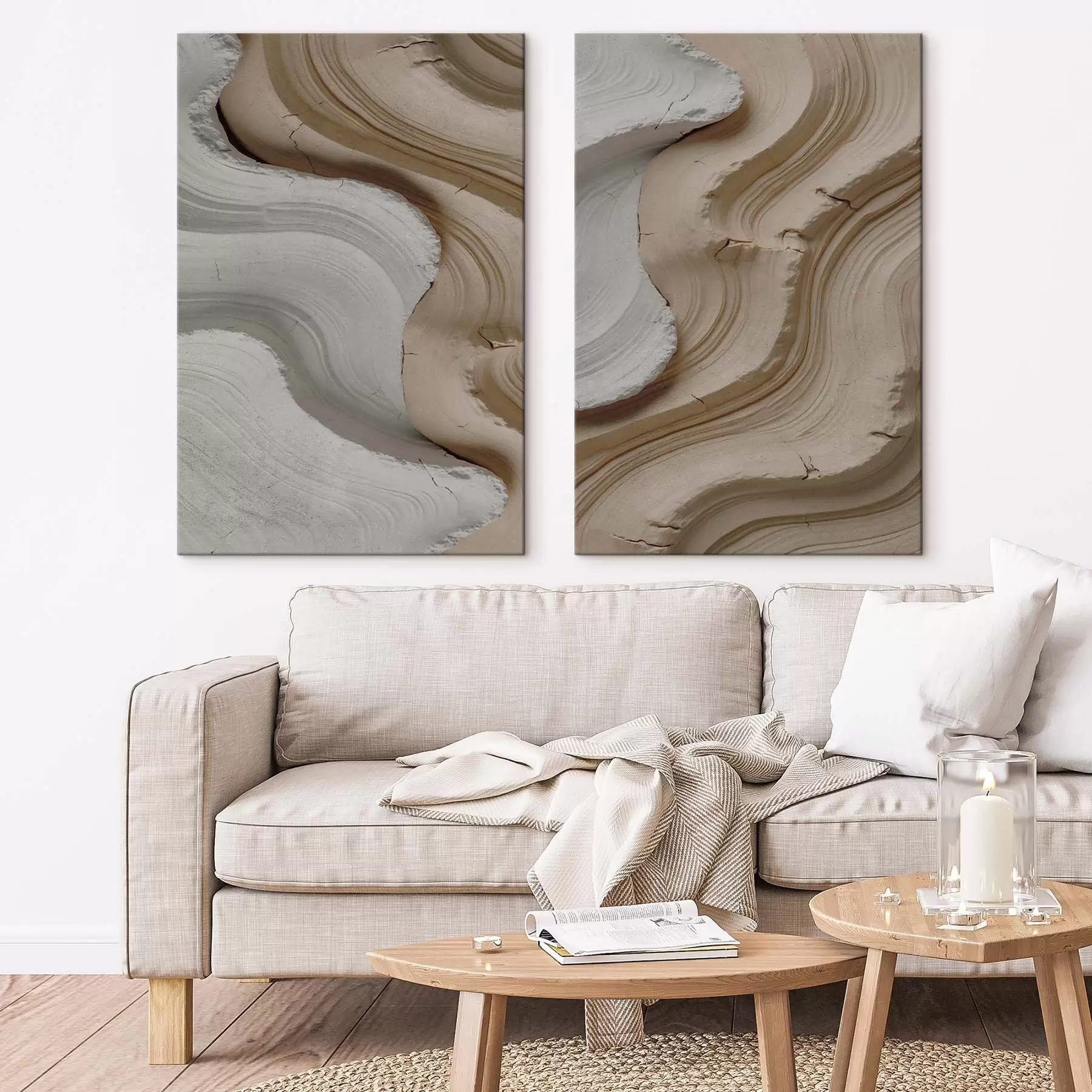 Glezna Gaiša un smilškrāsas apdare, 3D imitācija m30080