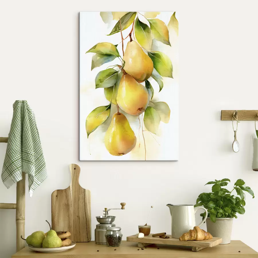 Glezna sulīgi dzelteni bumbieri akvareļa stilā s47931