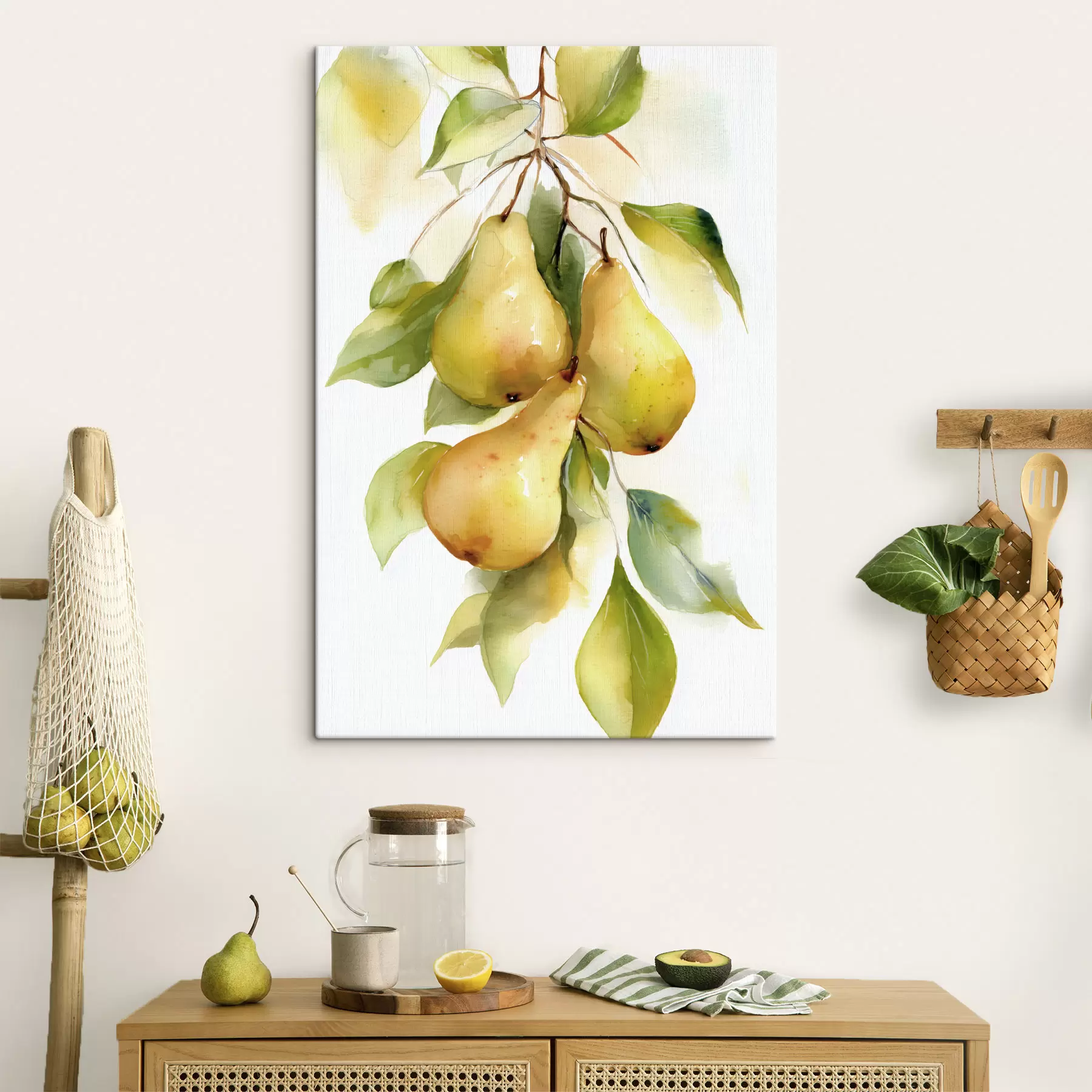 Glezna sulīgi dzelteni bumbieri akvareļa stilā s47932