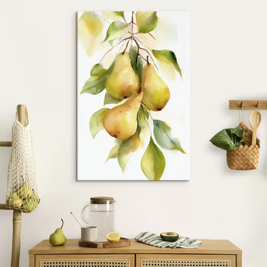 Glezna sulīgi dzelteni bumbieri akvareļa stilā s47932