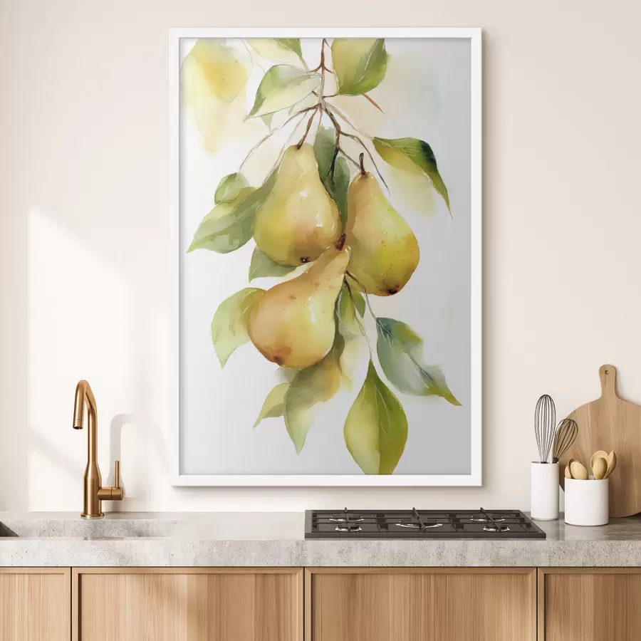 Fototapetes sulīgi dzelteni bumbieri akvareļa stilā f47932