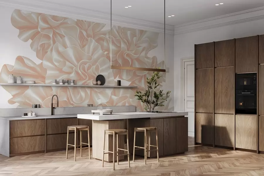 Fototapetes Ziedu imitācija no lentēm w05252