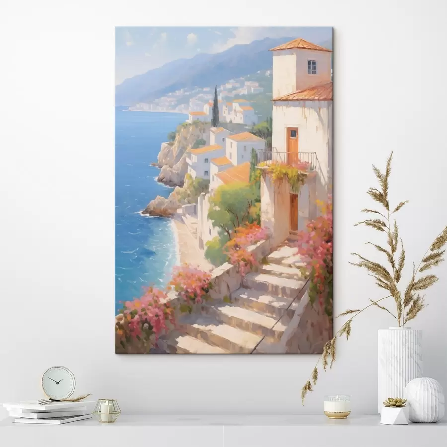 Glezna impresionistiska Vidusjūras piekrastes ciemats s48060