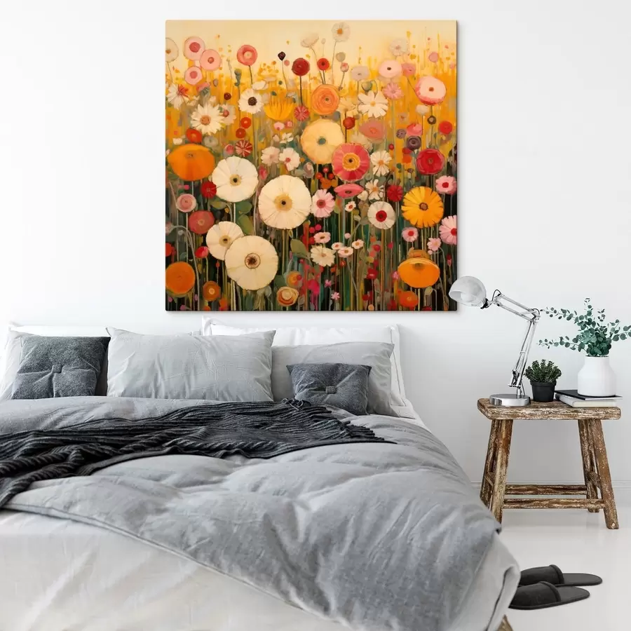 Glezna dzīvīgs dekoratīvo ziedu lauks s48112