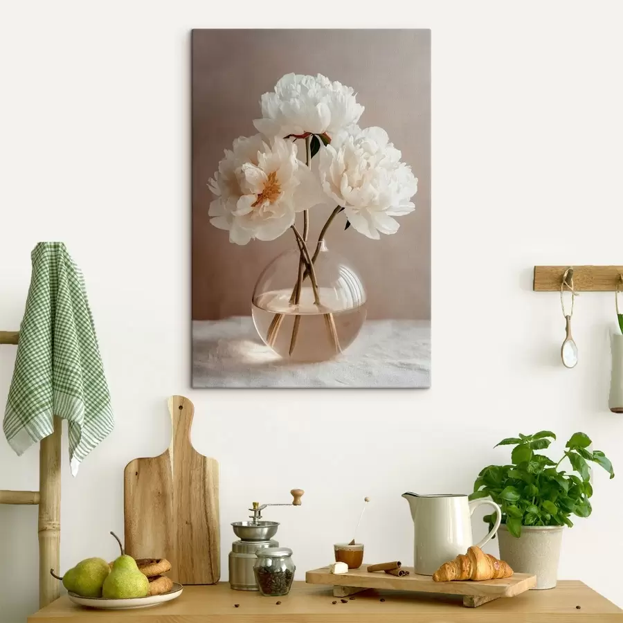 Glezna gaisīgs minimālisma klusā daba ar peonijām s48119