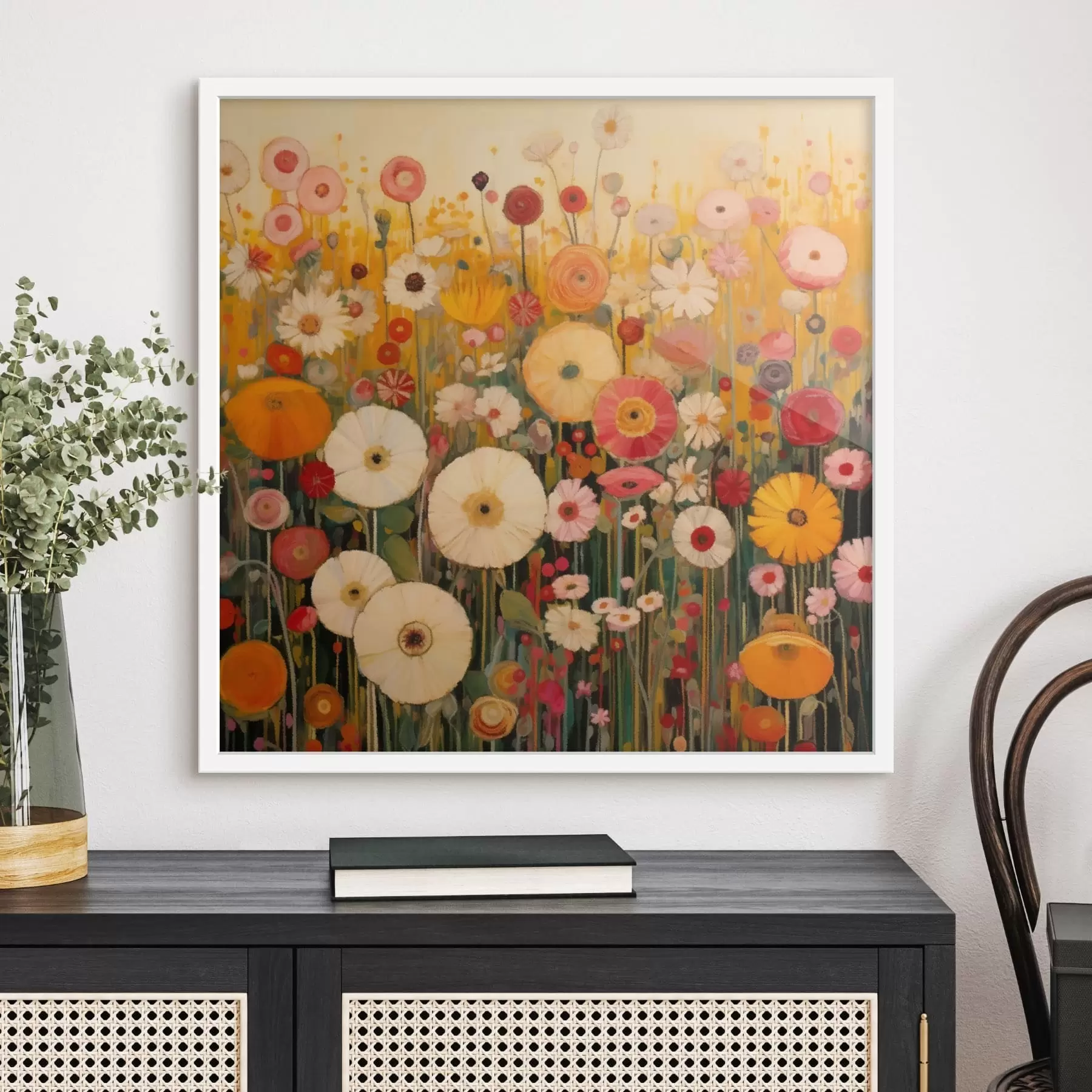 Fototapetes dzīvīgs dekoratīvo ziedu lauks f48112