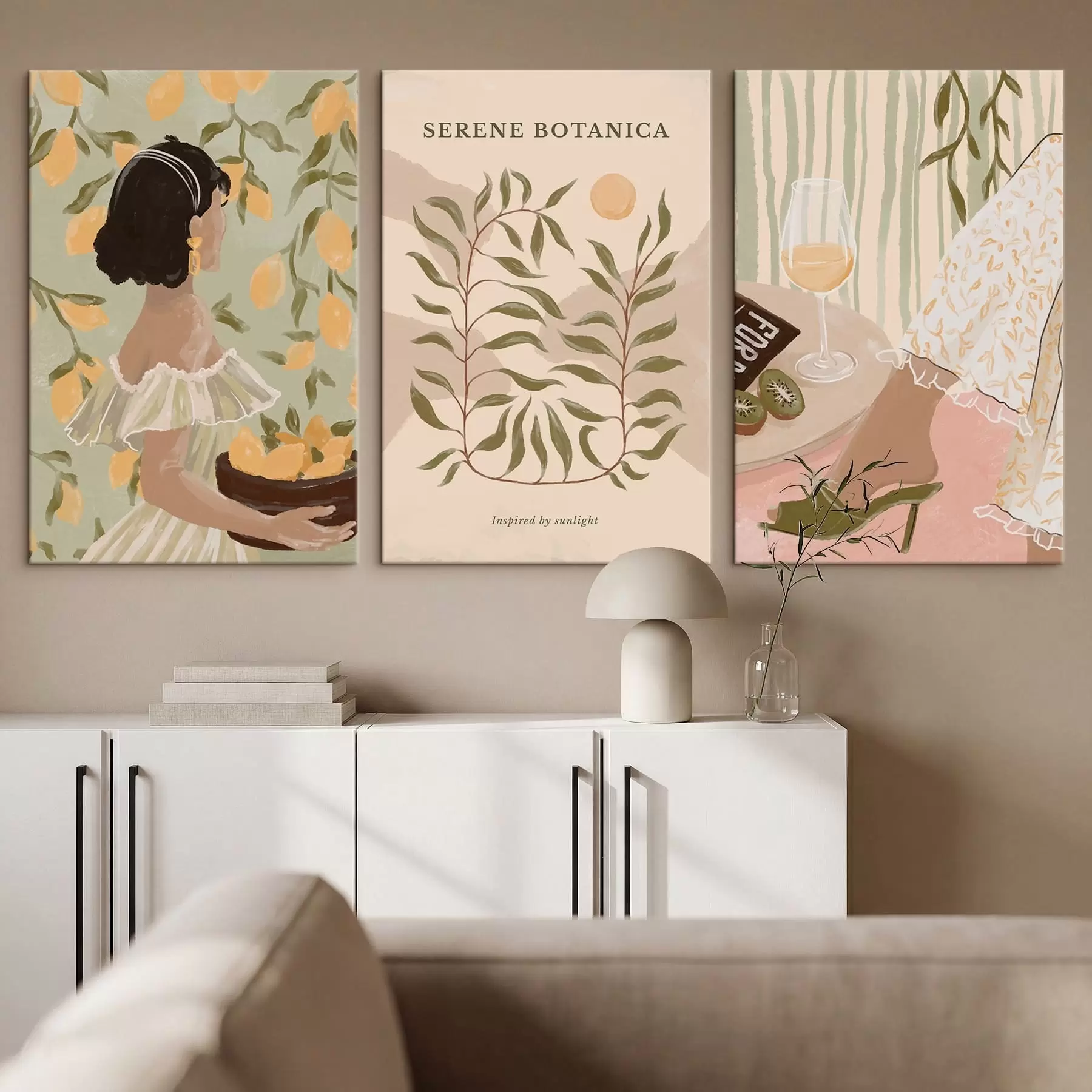 Glezna Sieviete ar citroniem, plakāts un galds m30098