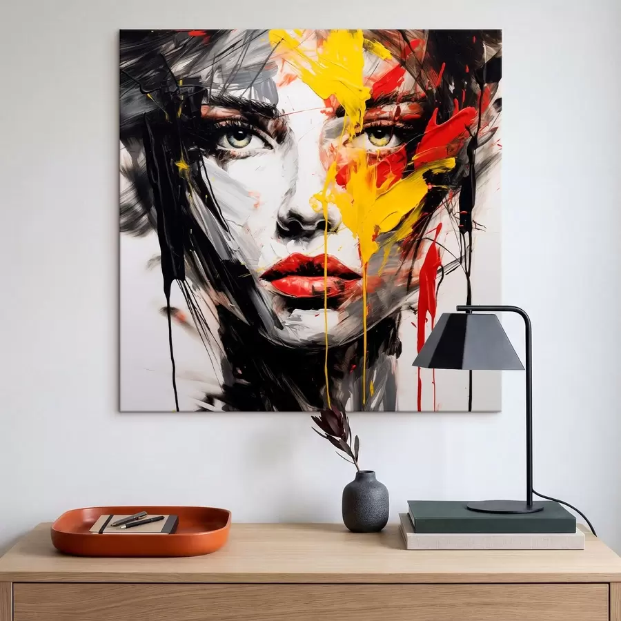 Glezna Sievietes portrets ar izteiksmīgiem krāsu triepieniem s48088