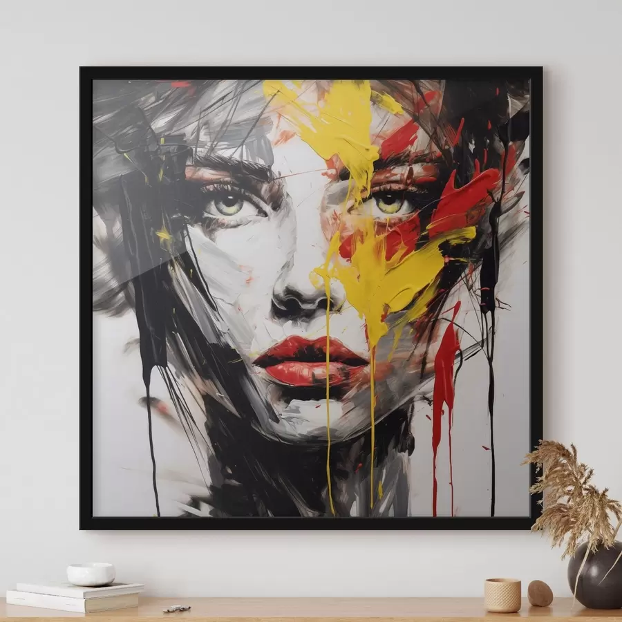 Fototapetes Sievietes portrets ar izteiksmīgiem krāsu triepieniem f48088