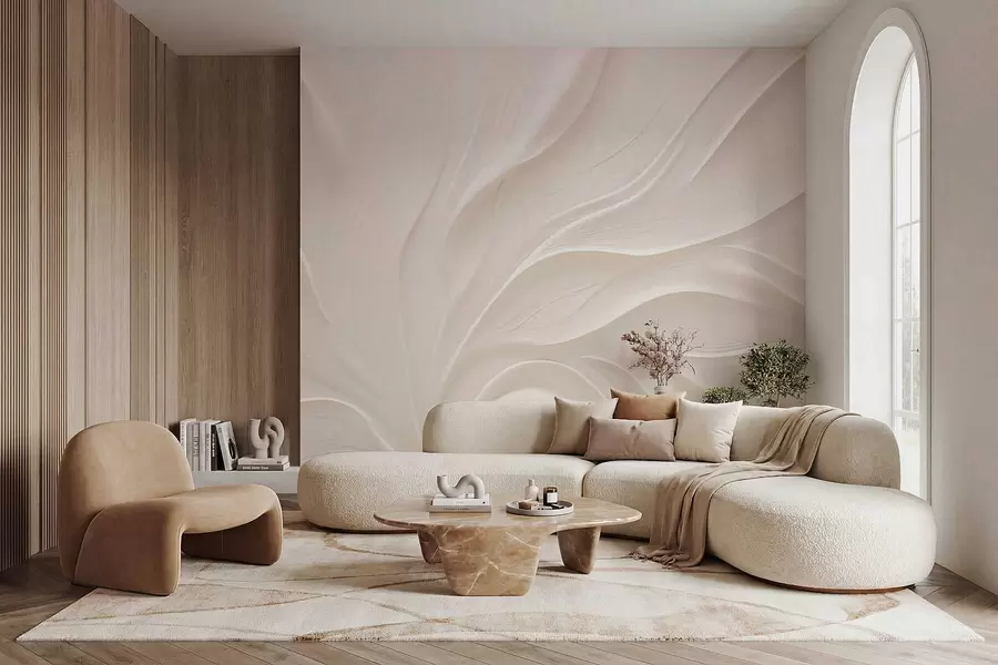 Fototapetes Delikātas caurspīdīgas lapas uz zara w05267