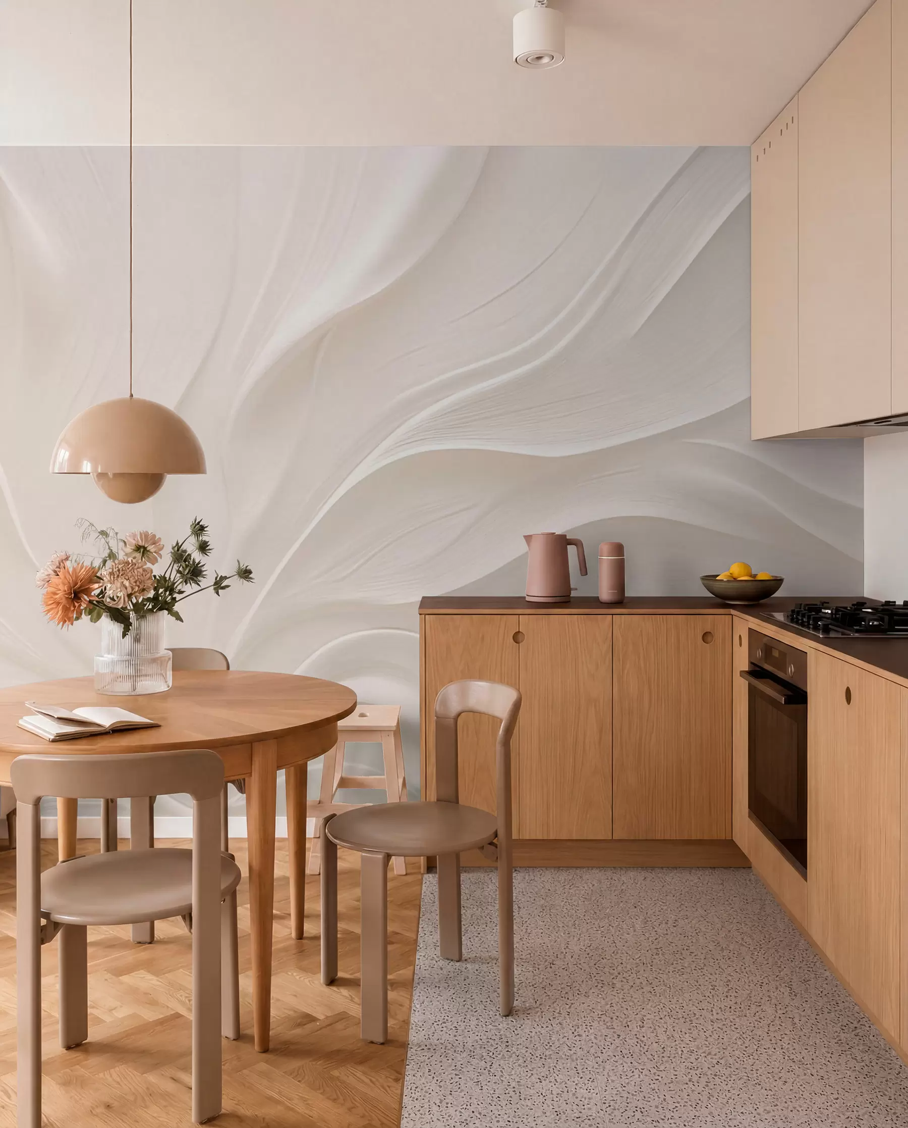 Fototapetes Delikātas caurspīdīgas lapas uz zara w05267