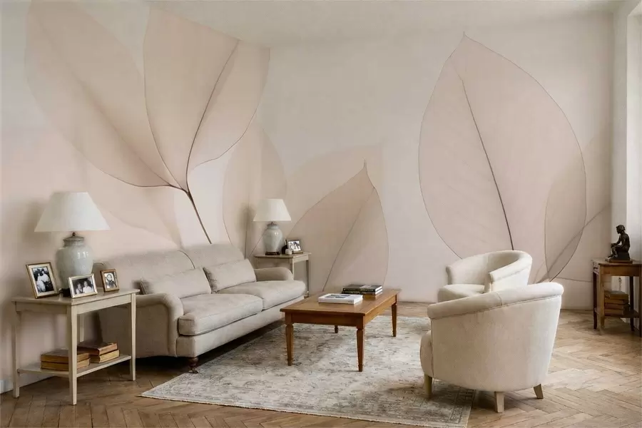 Fototapetes Balts zieds ar smalku līniju w05268