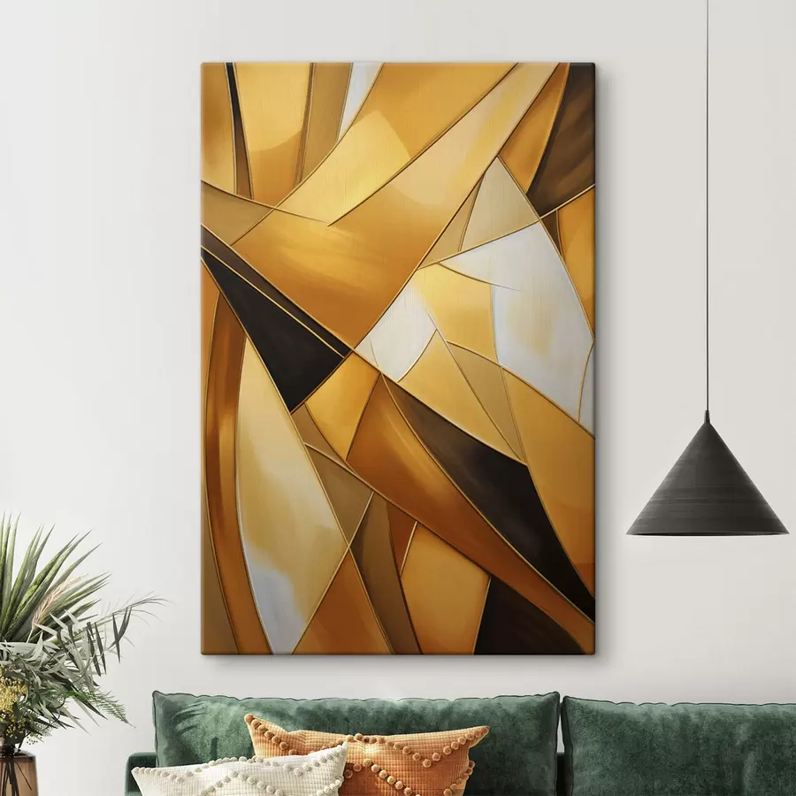 Glezna Abstraktas ģeometriskas formas oranžā, brūnā un baltā krāsā ar plānām kontūrām uz faktūru fona s47863