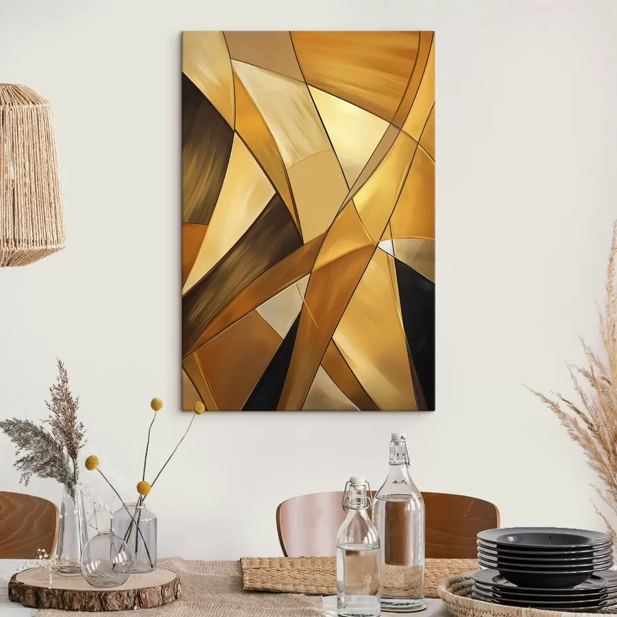 Glezna Abstraktas ģeometriskas formas oranžā, brūnā un baltā krāsā ar plānām kontūrām uz faktūru fona s47864