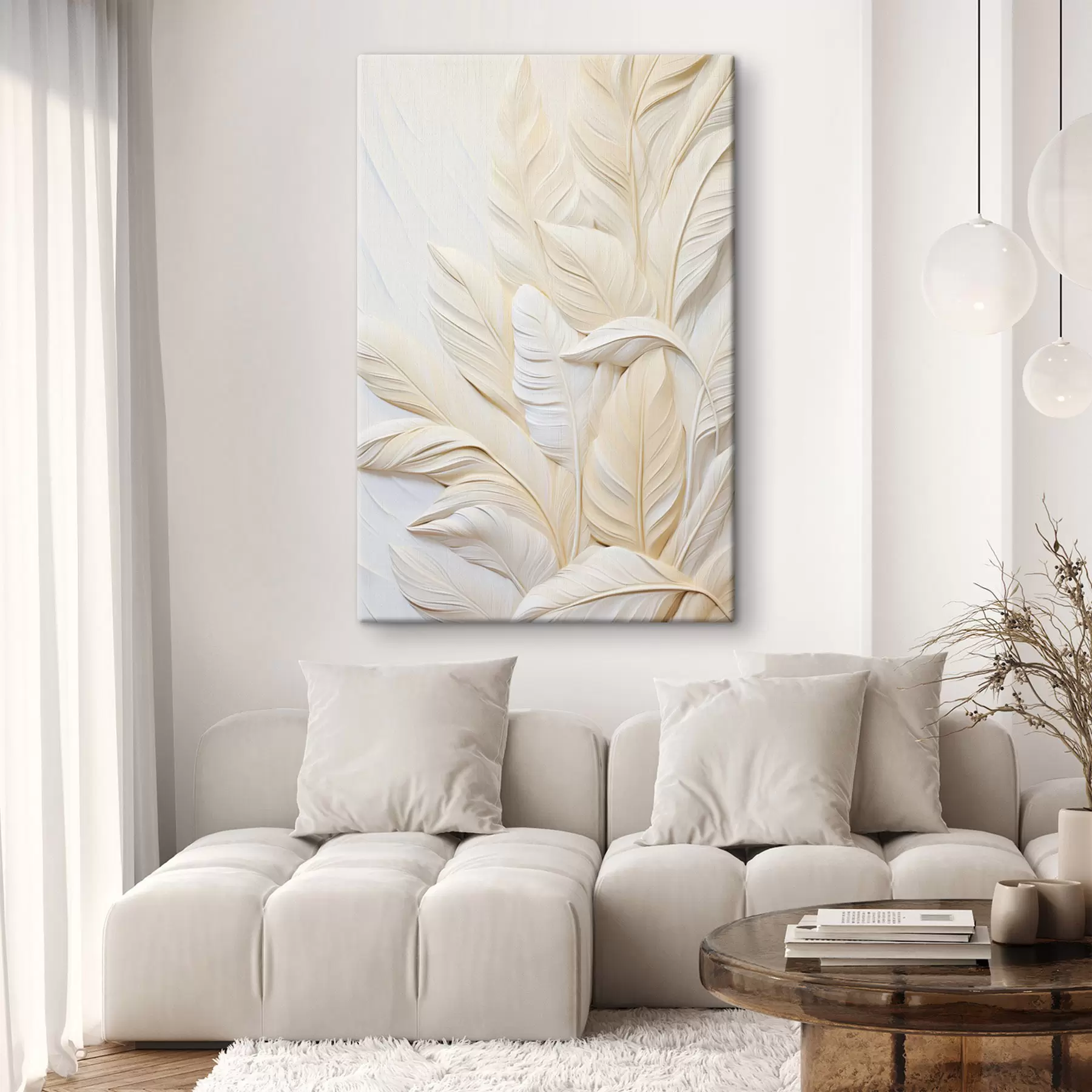 Glezna Krēmkrāsas spalvas, kas pārklājas viena ar otru, ar maigu, gaišu fonu s47883