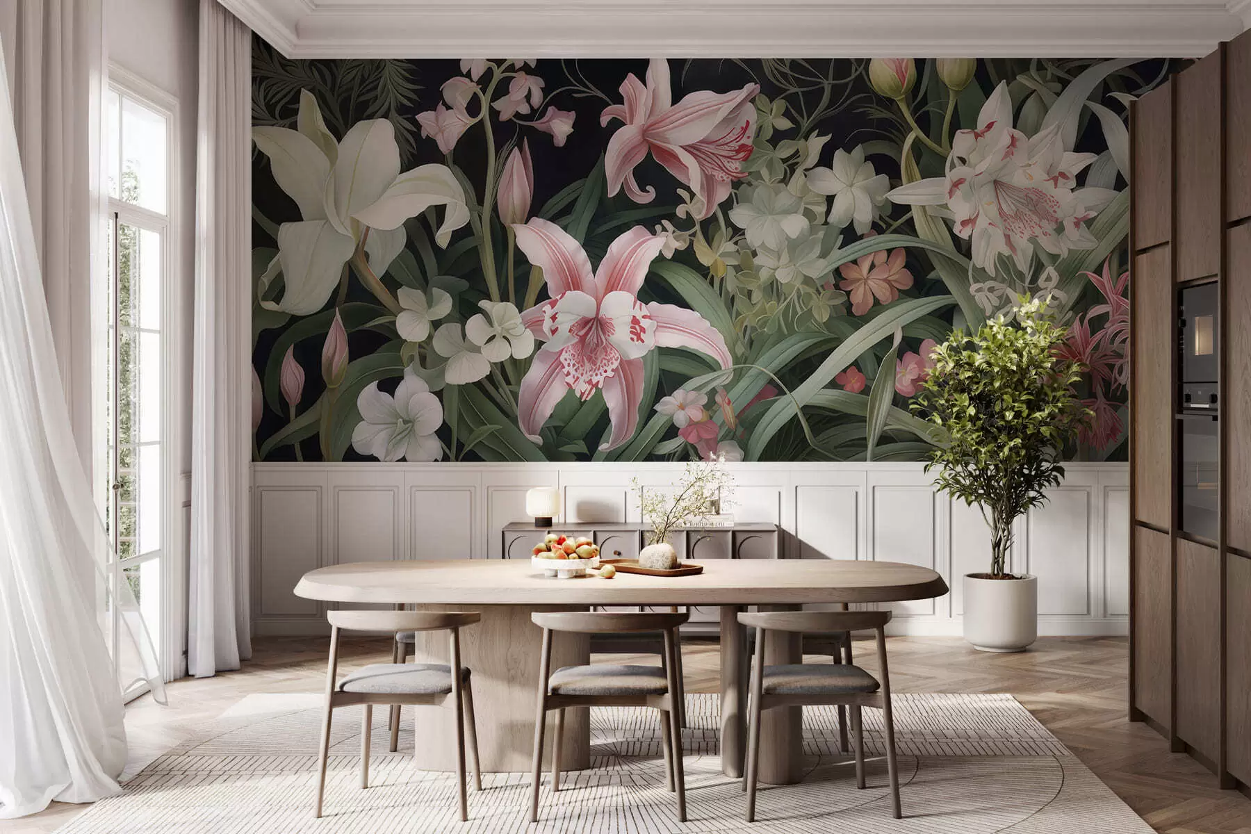 Fototapetes Fantastiski ziedi uz tumša fona w05278