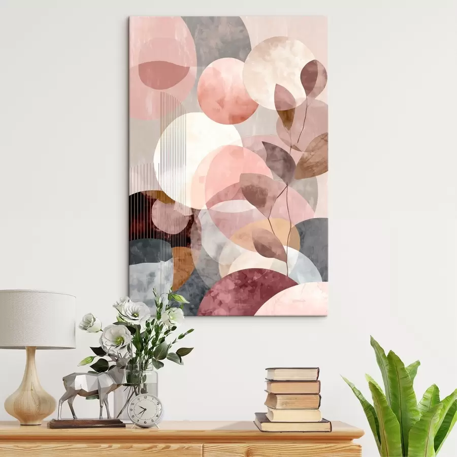 Glezna Ģeometriskas formas un botāniski elementi modernā minimālisma stilā s47975