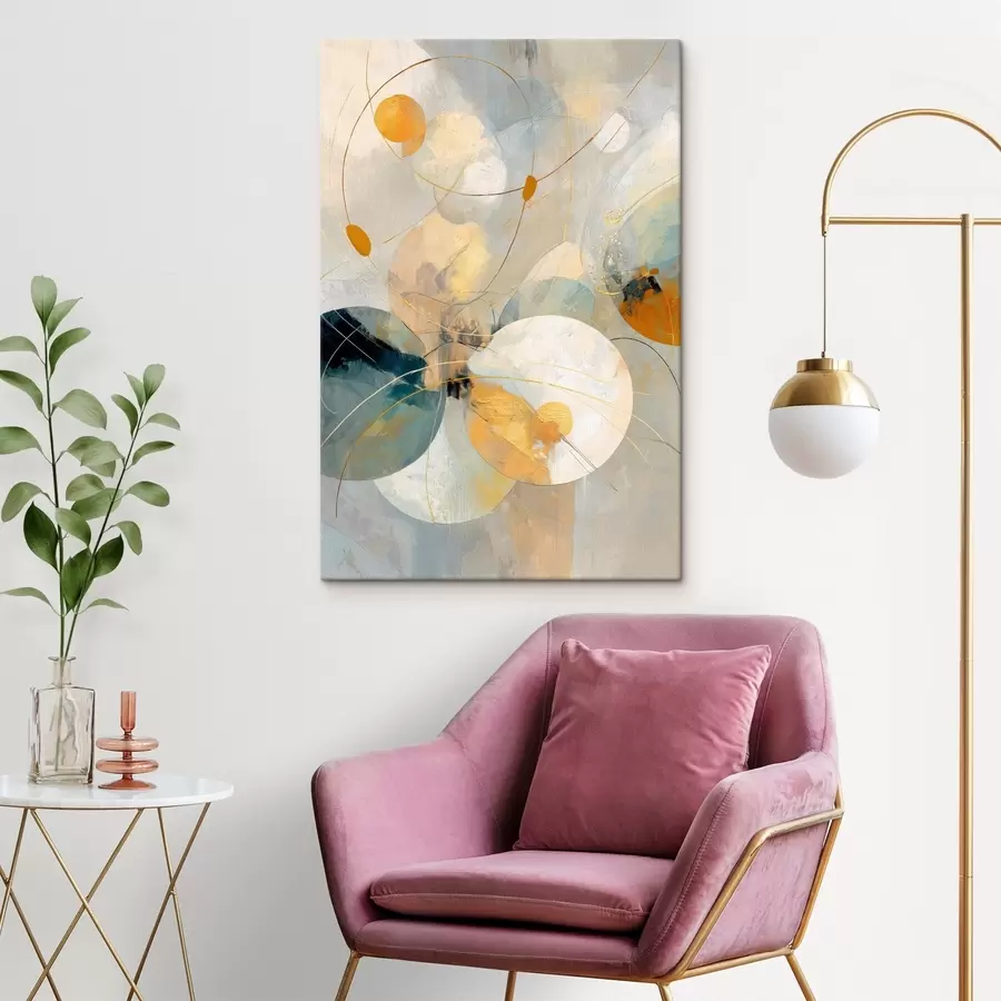 Glezna Caurspīdīgu sfēru un teksturētu plankumu kompozīcija s47985