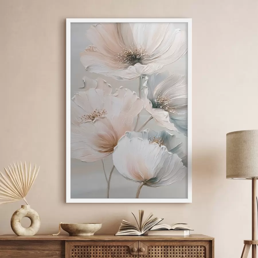 Fototapetes Ziedu kompozīcija ar faktūru otām smilškrāsas un rozā toņos f47961