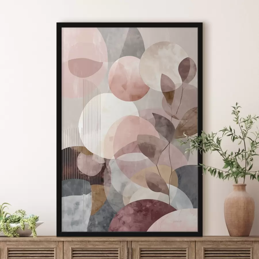 Fototapetes Ģeometriskas formas un botāniski elementi modernā minimālisma stilā f47975